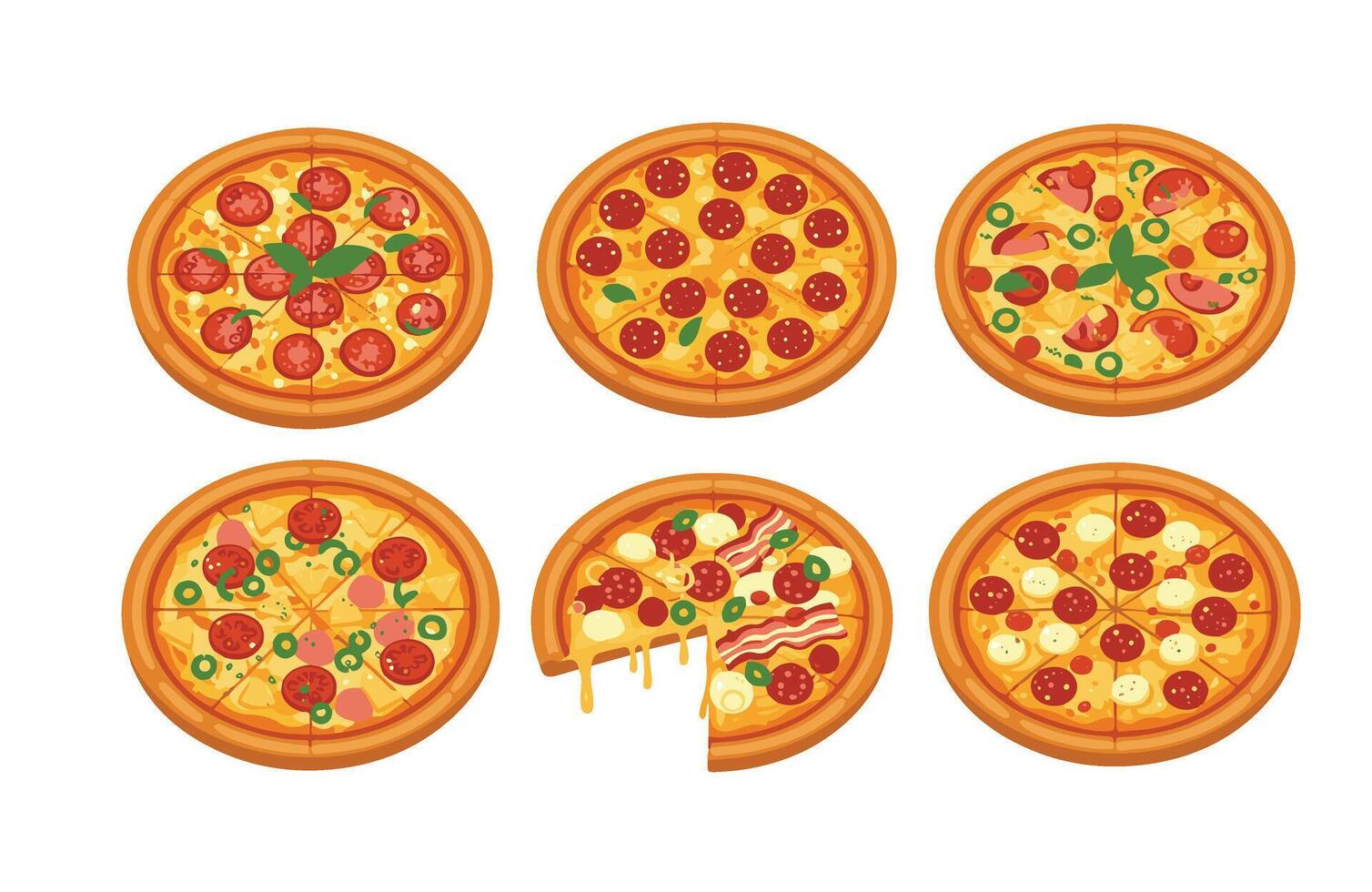 Popular Pizza Flavors Pack vector