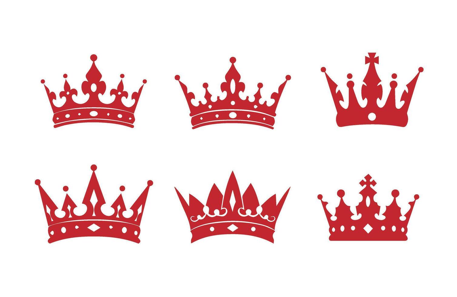 Abstract Royal Crown Bundle Elegant Silhouette Icons vector