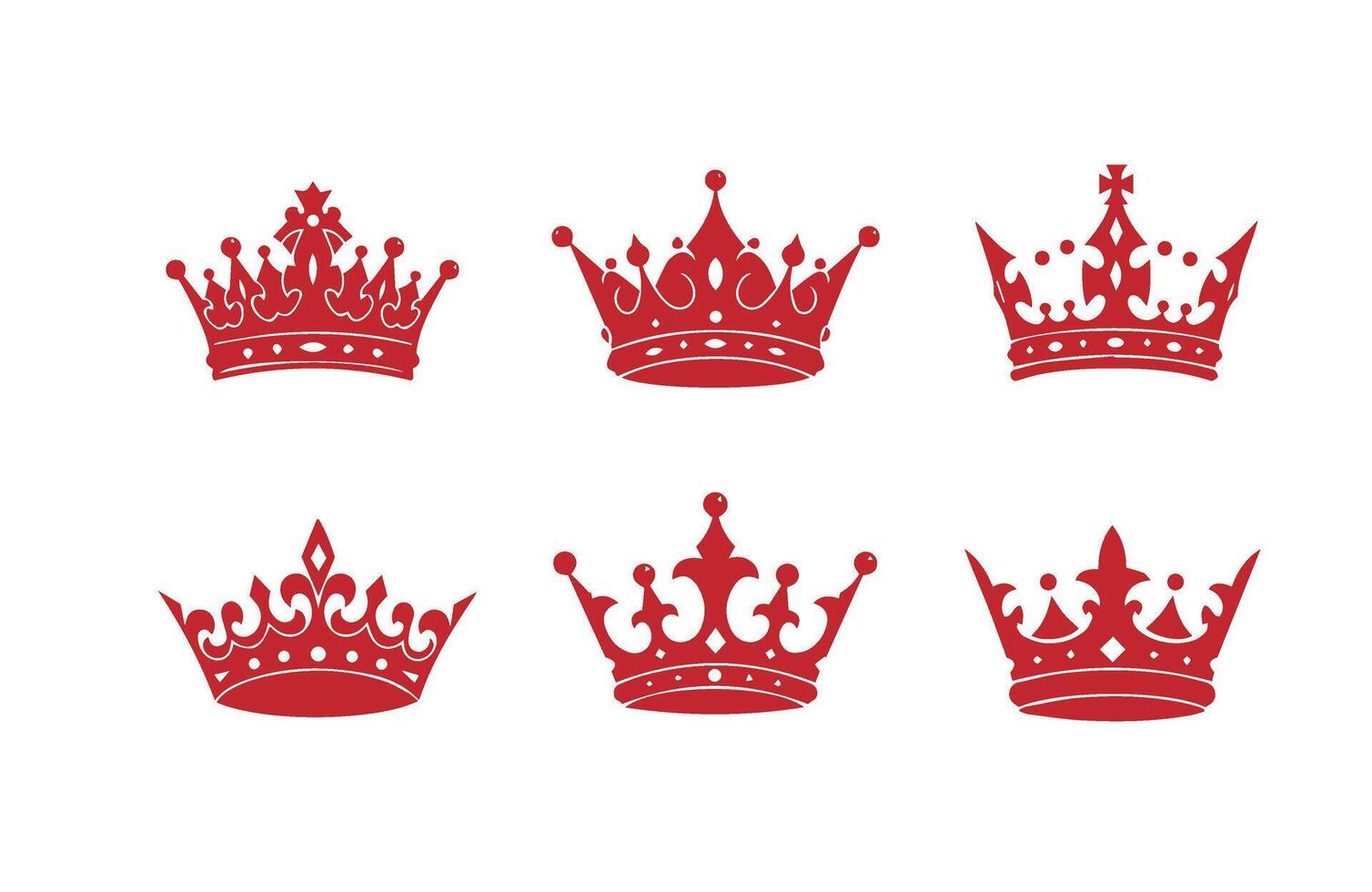 Chic Royal Crown Bundle Elegant Silhouette Set vector