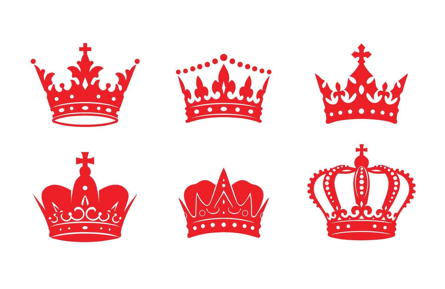 Unique Royal Crown Bundle Elegant Silhouette Icons vector
