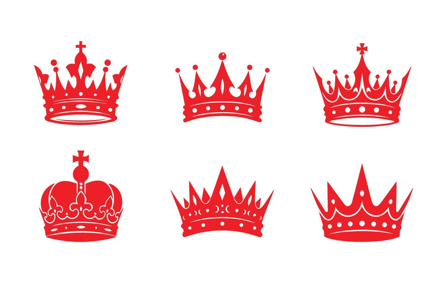 Digital Royal Crown Bundle Elegant Black Icons vector