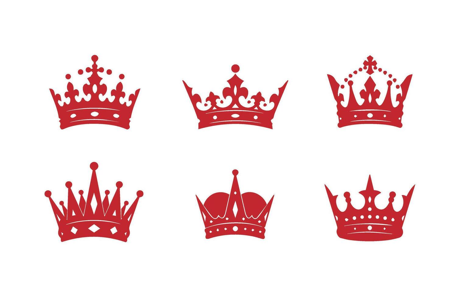 Iconic Set Royal Crown Bundle Elegant Silhouette vector