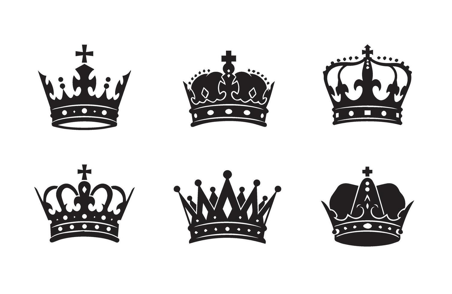 Royal Crown Bundle with Elegant Silhouette Icons vector