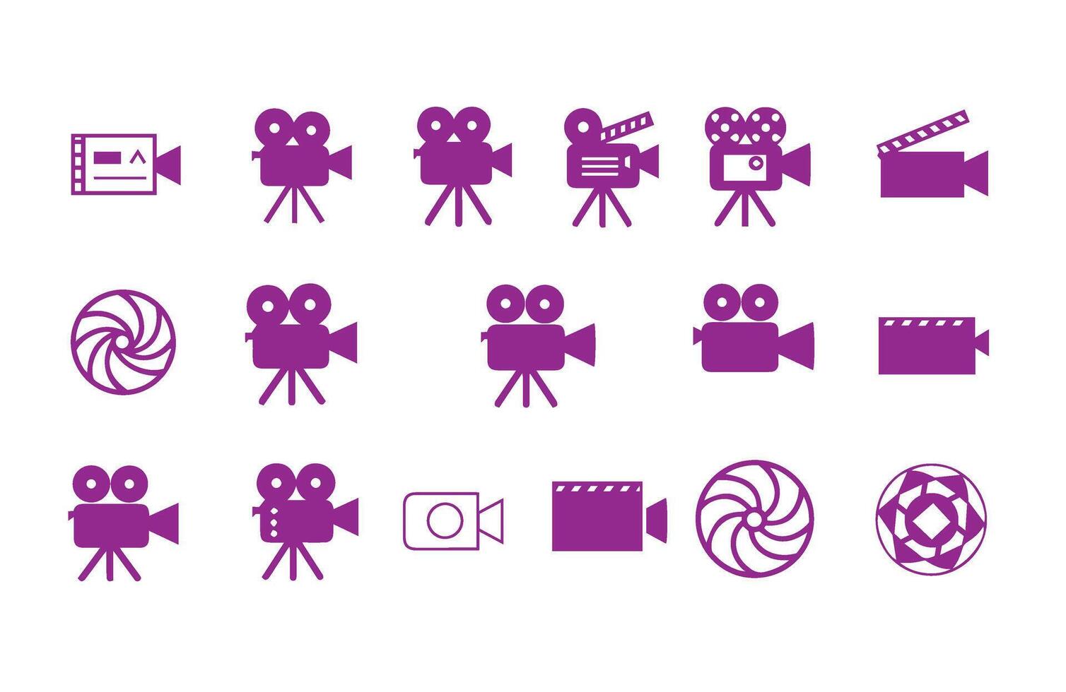 Classic Filmmaking Camera Icon Collection Creatives vector