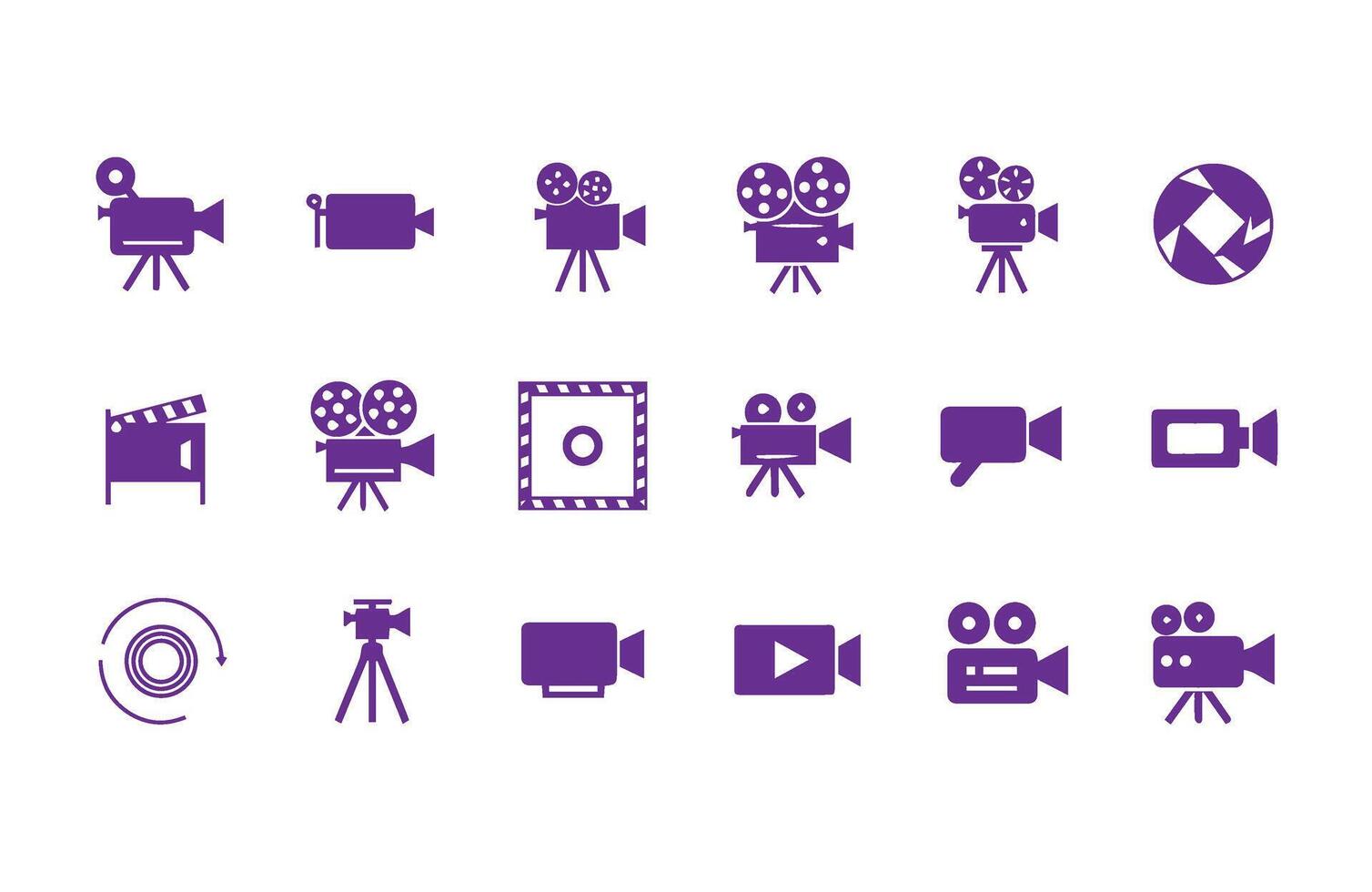 Cinematic Movie Camera Icon Collection Editors vector