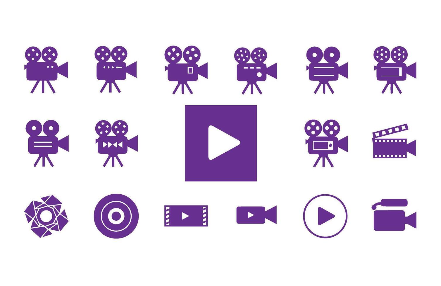 Retro Filmmaking Camera Icon Collection Studios vector