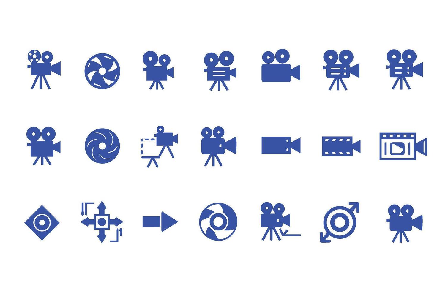 Cinematic Filmmaking Camera Icon Collection Set vector