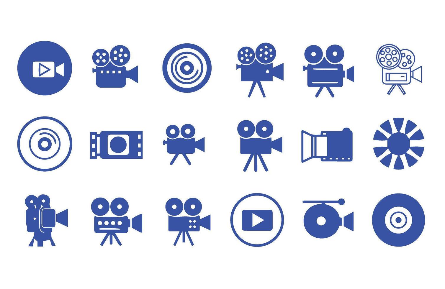 Retro Movie Camera Icon Collection Artists vector