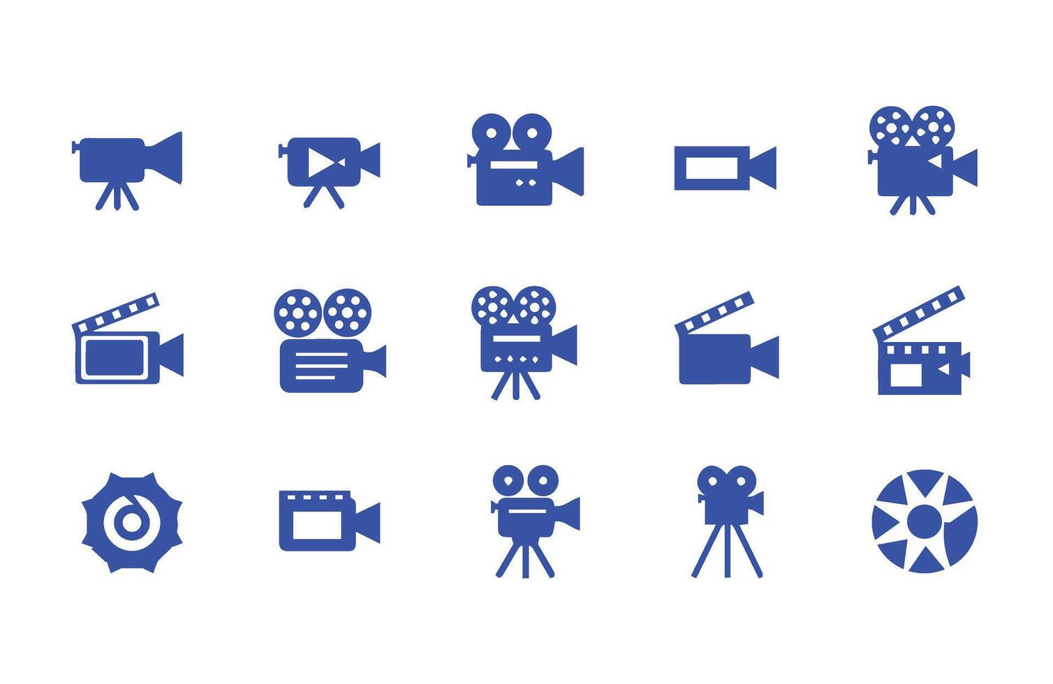 Retro Filmmaking Camera Icon Collection Pack vector