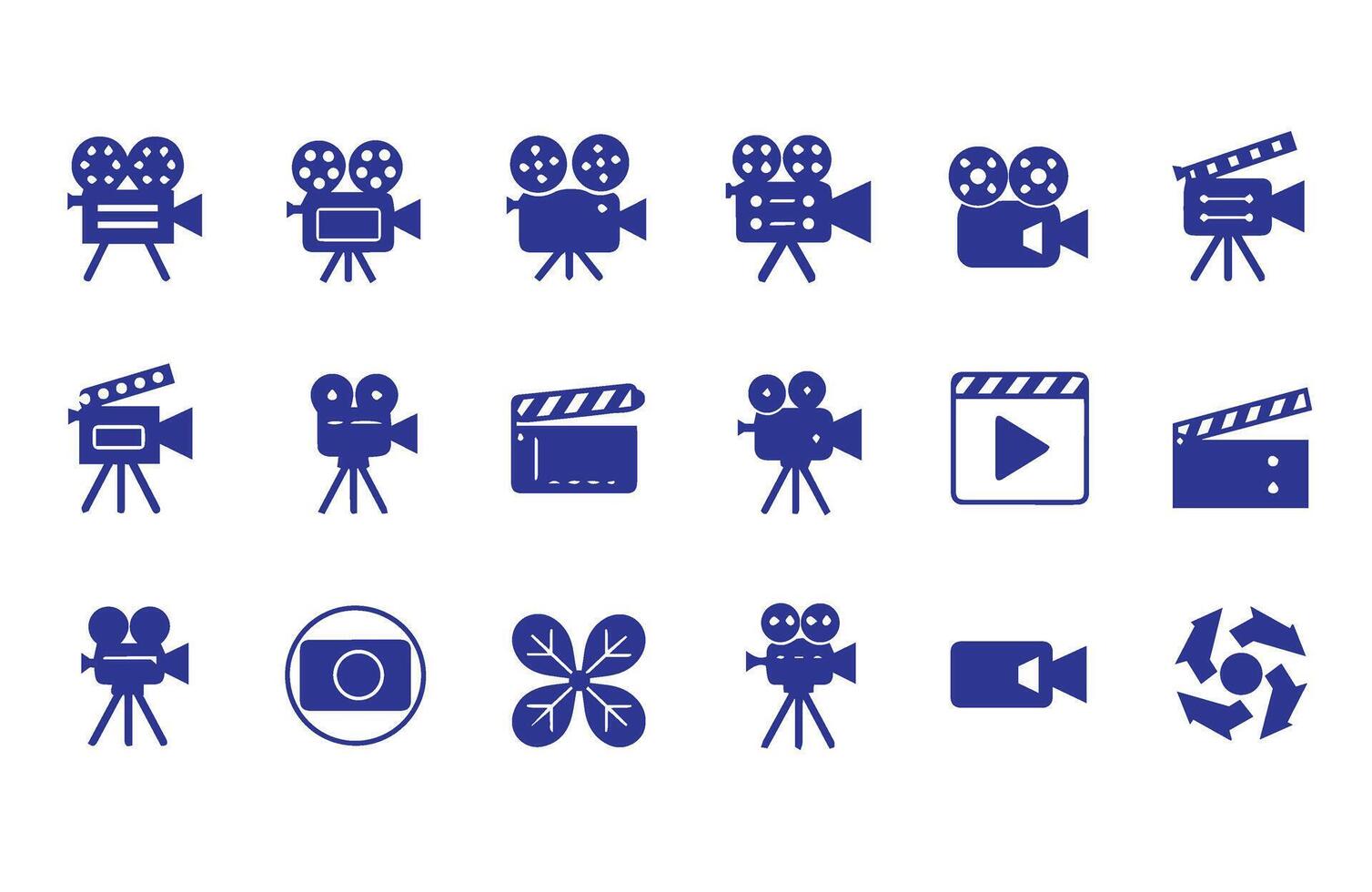 Movie Camera Icon Collection in Retro Style vector