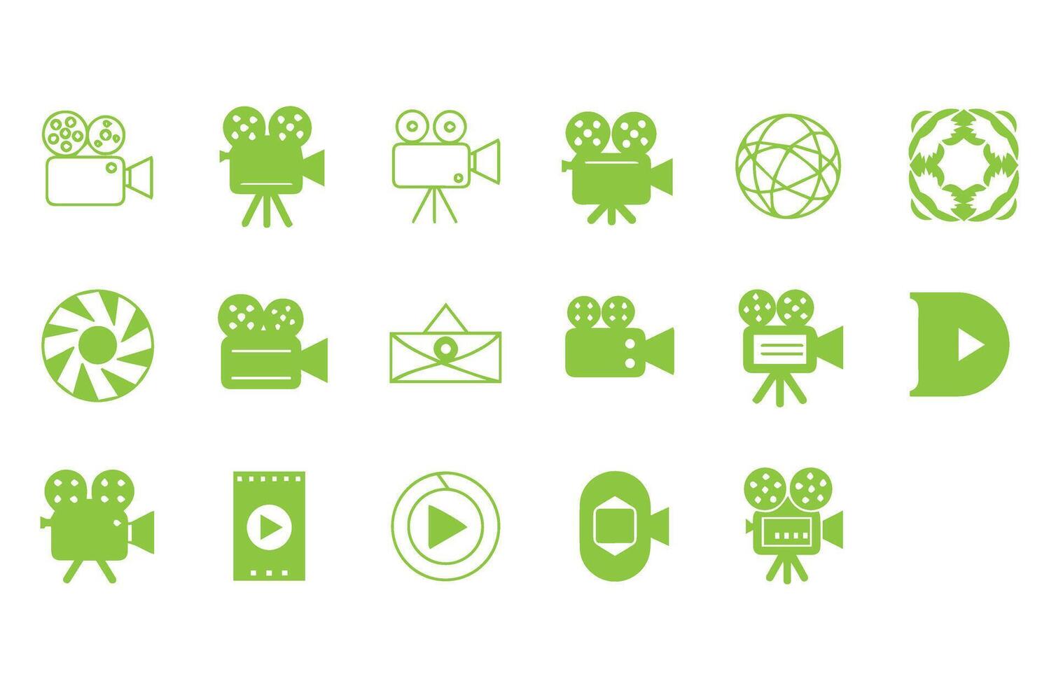 Retro Filmmaking Camera Icon Collection vector