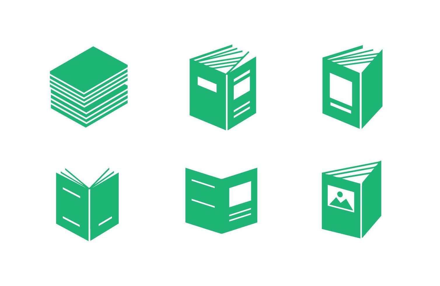 Digital book magazine library learning set vector