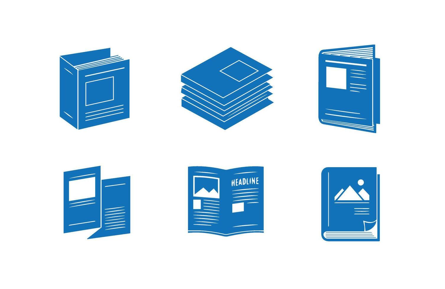 Modern book magazine library education set vector
