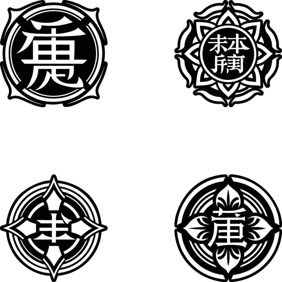 Pack of Japanese Language Symbols Glyph Icons vector
