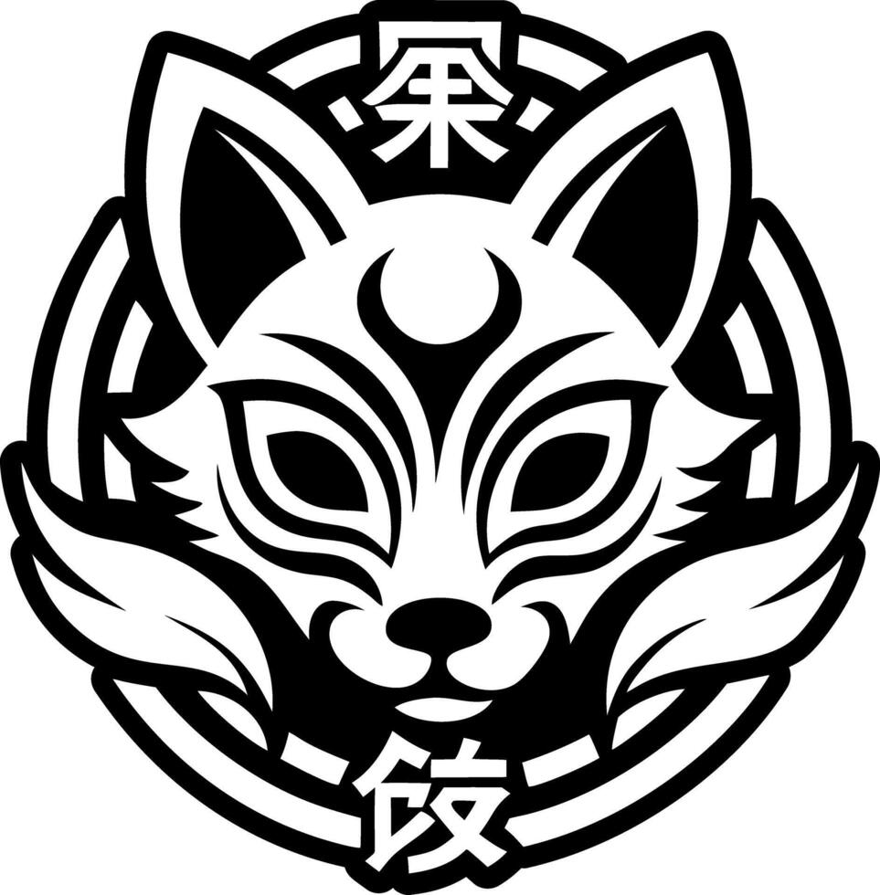Kitsune symbol icon in glyph style vector