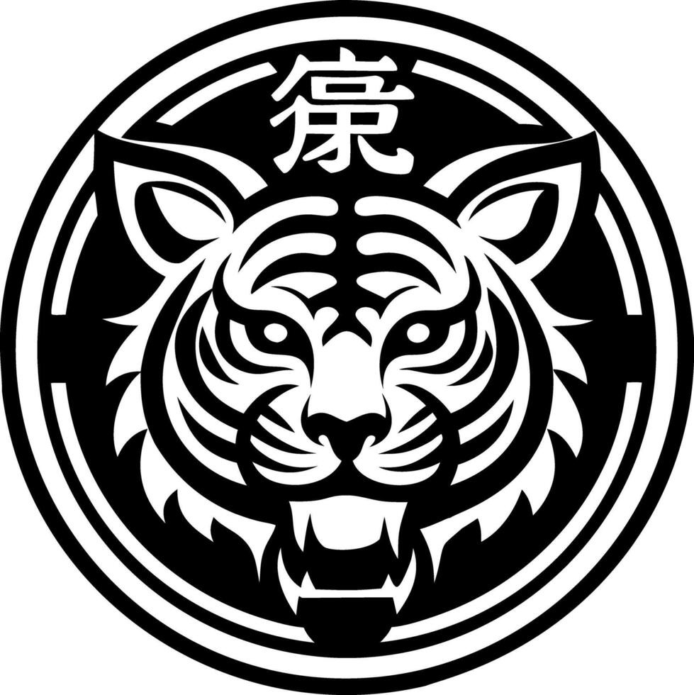 Tiger symbol icon in solid style vector