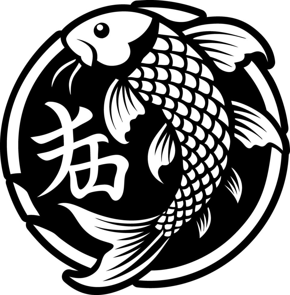 A solid style icon of koi fish symbol vector