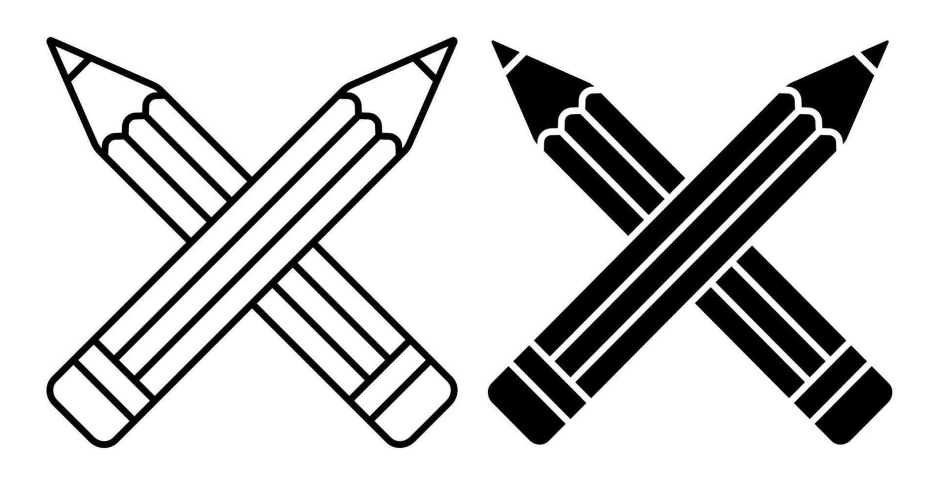 Linear icon. Crossed school pencils. School stationery. Simple black and white image vector