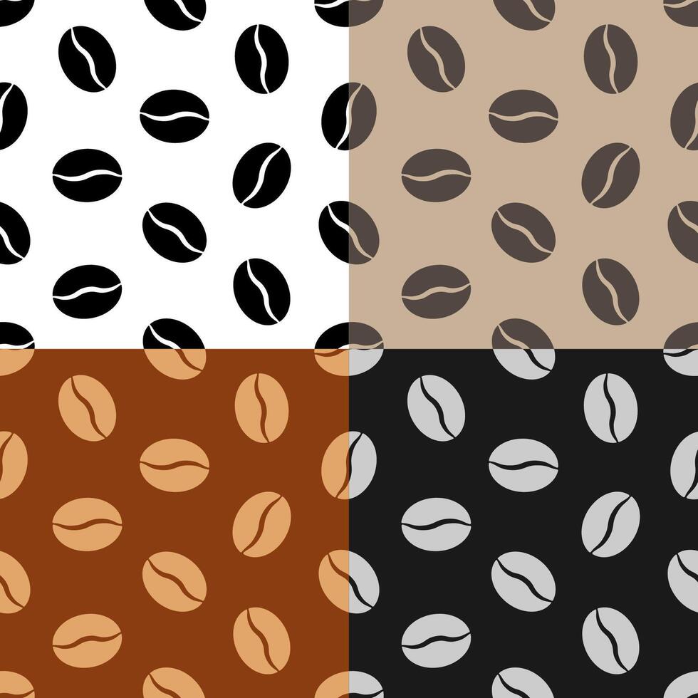 set of seamless patterns with Grain of coffee bean plant. Invigorating morning drink for great mood. Ornament for decoration and printing on fabric. Design element. image vector