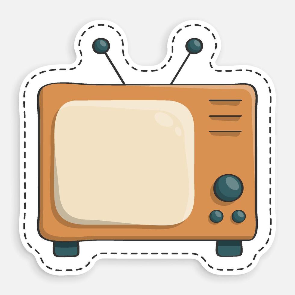 cartoon icon of doodle Old wooden TV with antenna. Vintage TV. World Television Day 21 November. isolated on white background image vector