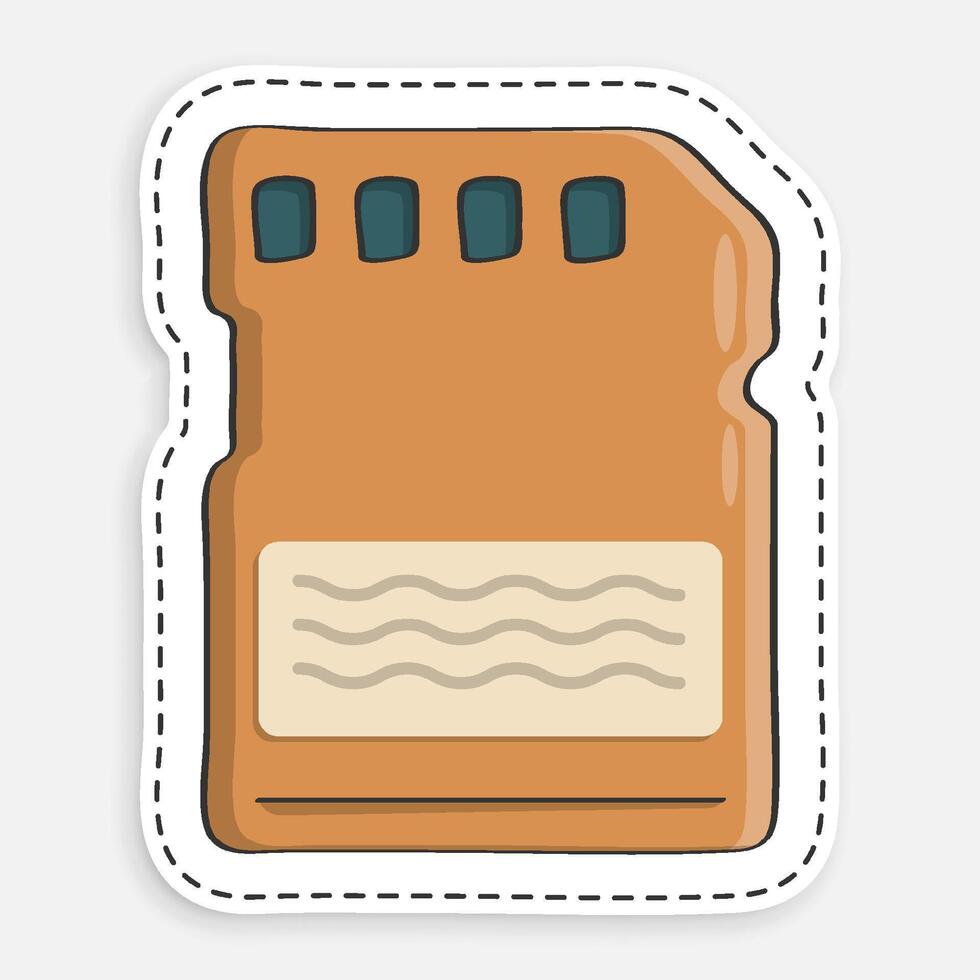 cartoon icon of doodle Memory card for storing information. Micro card for copying and transferring data. isolated on white background image vector