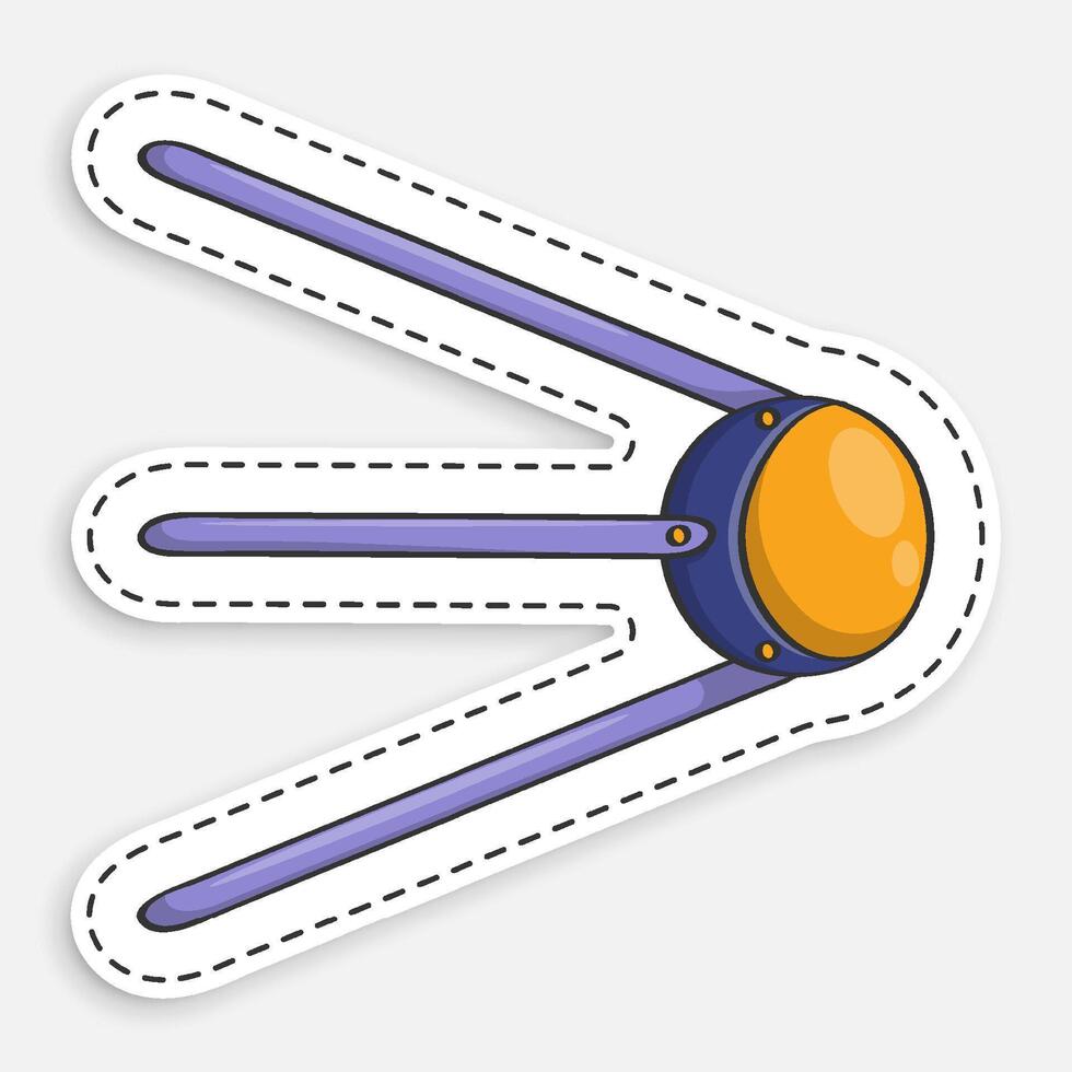 cartoon icon of doodle first satellite of earth. Space exploration begins. Cosmonautics Day at 12 April. isolated on white background image vector