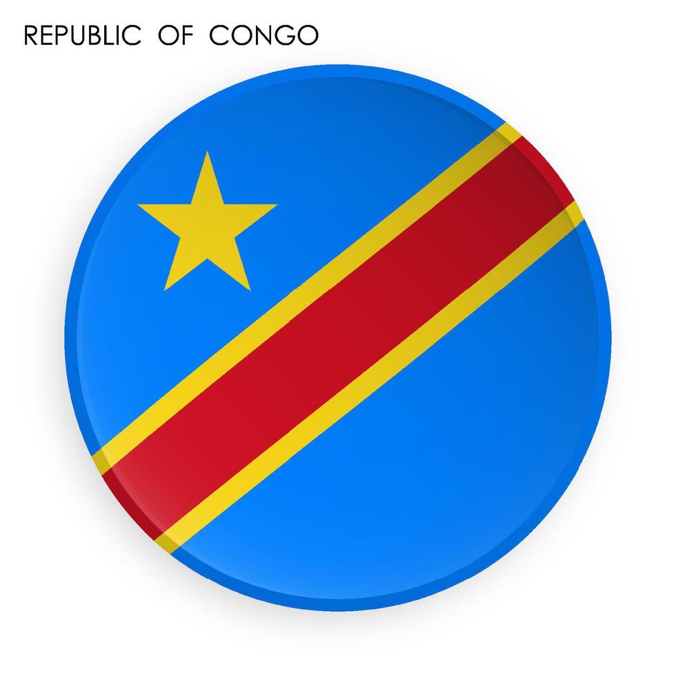 REPUBLIC OF CONGO flag icon in modern neomorphism style. Button for mobile application or web. on white background image vector