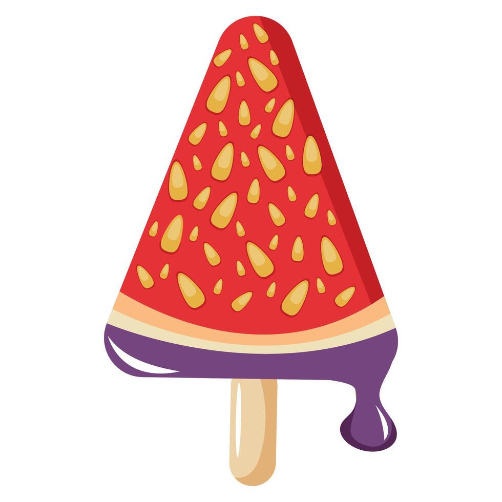 fruit ice cream triangle shape with fig design on a stick for packaging, textile or banner vector