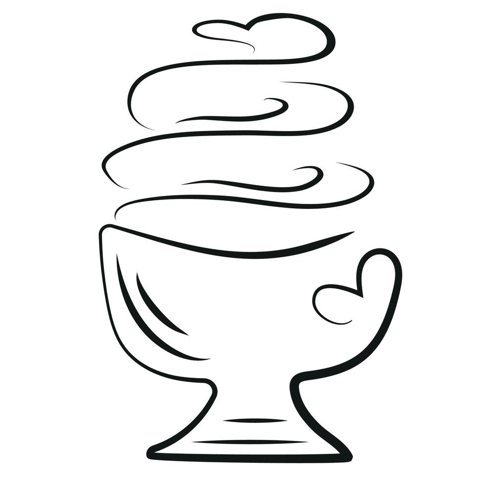 ice cream logo, namely soft ice cream in transparent cup in line art style vector