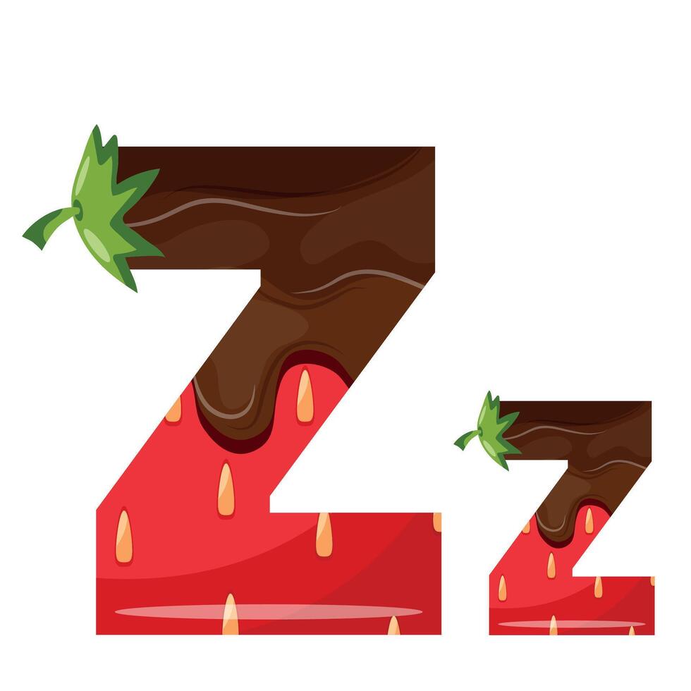 alphabet with strawberry design with melted dark chocolate namely letter Z design for designs, posters or banners vector