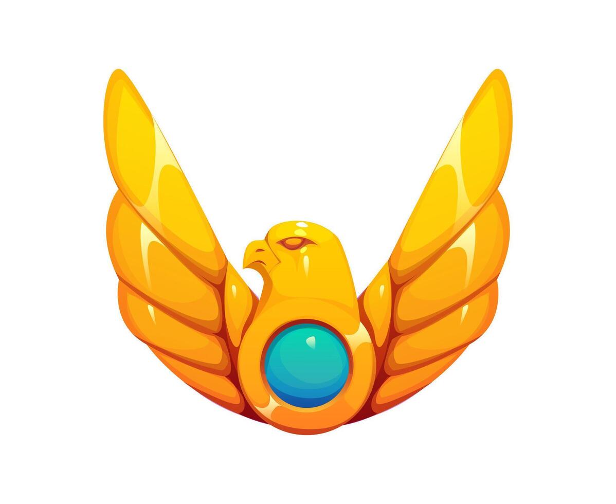 Cartoon egyptian font golden falcon v letter vector