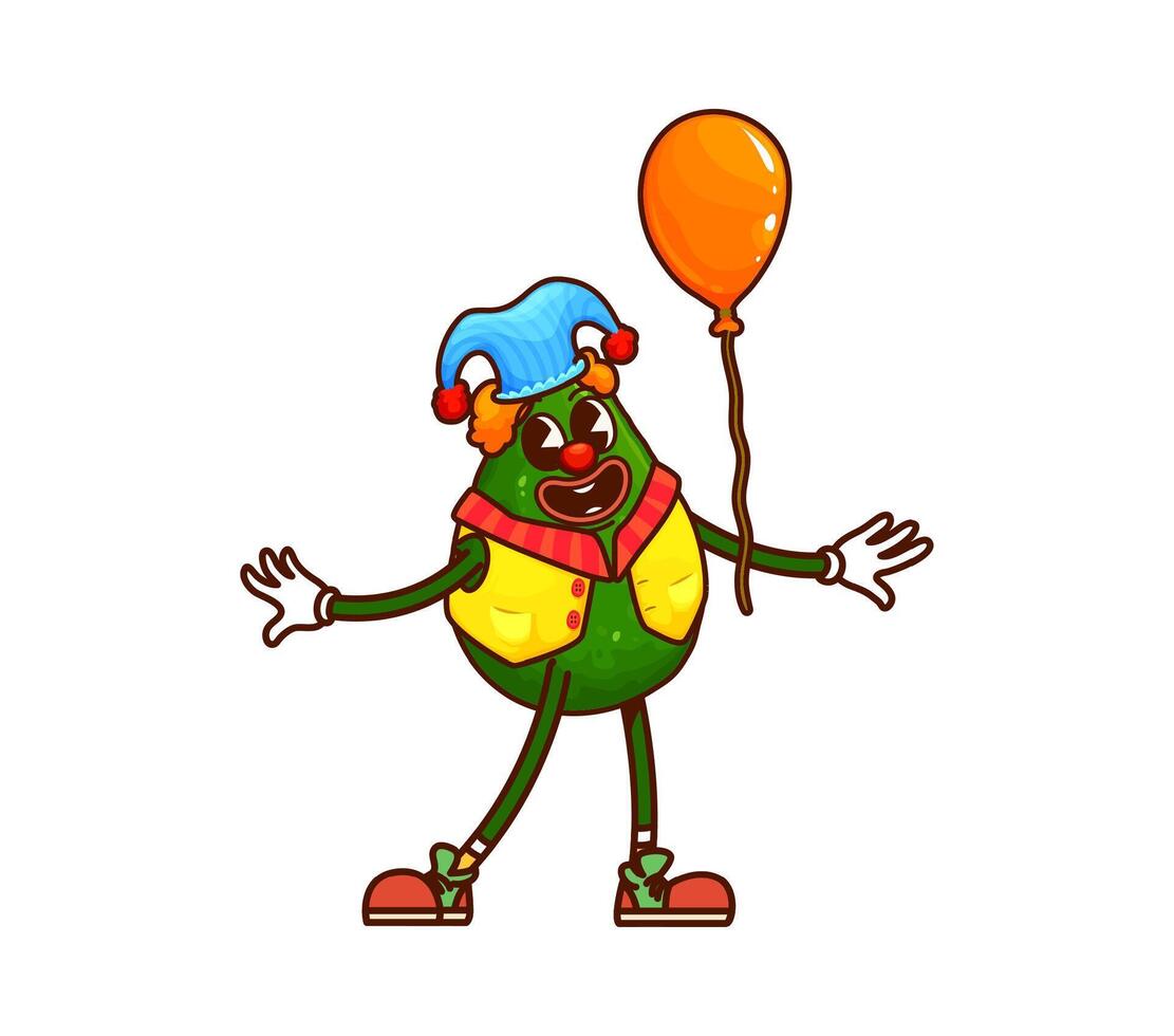 Groovy avocado vegetable characters on party vector