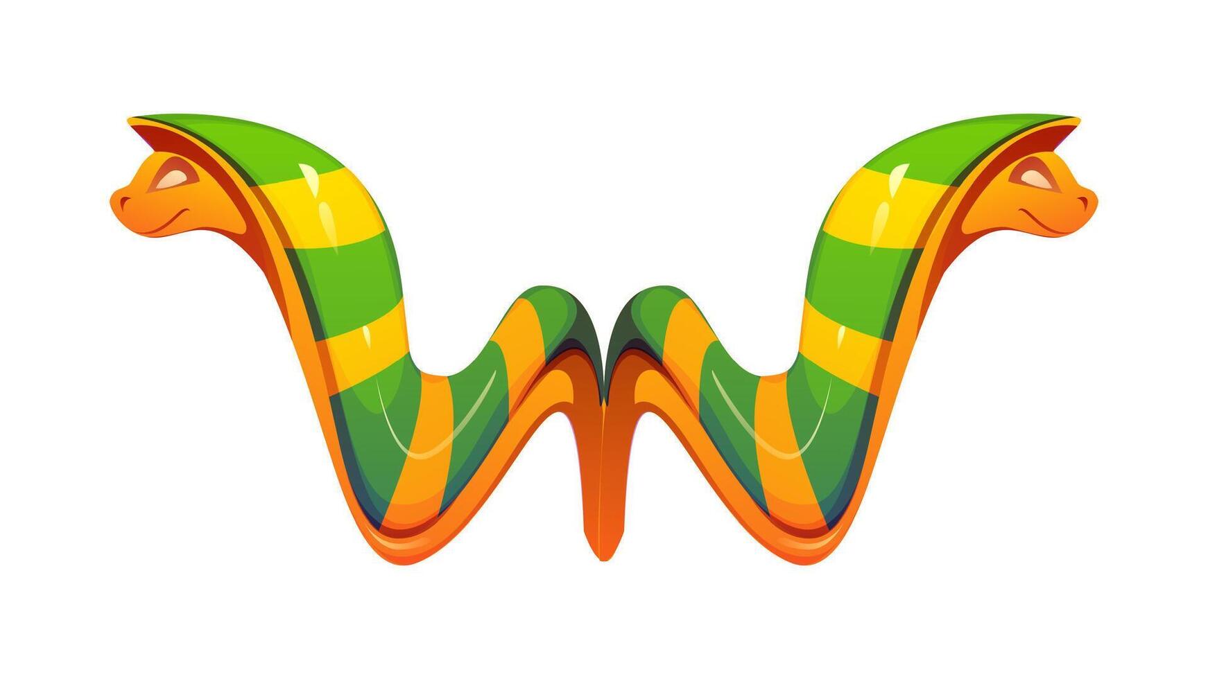 Cartoon egyptian font golden snake w letter vector