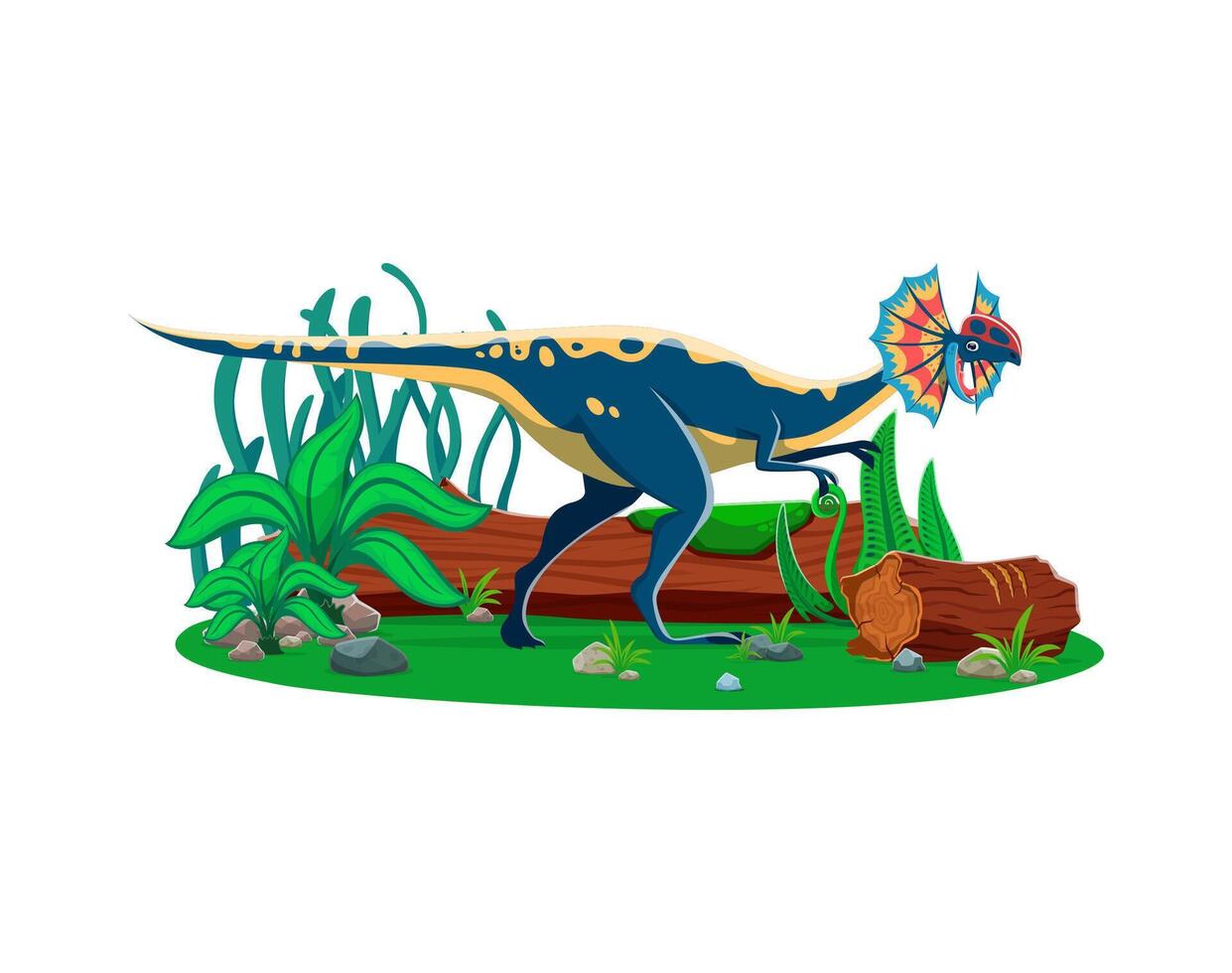 Dilophosaurus prehistoric dino cartoon character vector