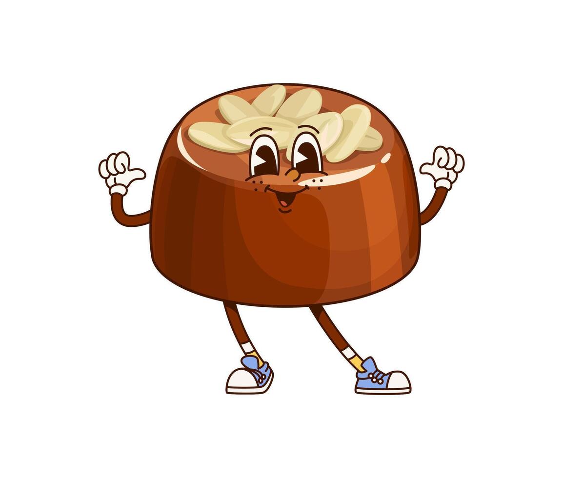 Groovy chocolate candy sweet cheerful character vector