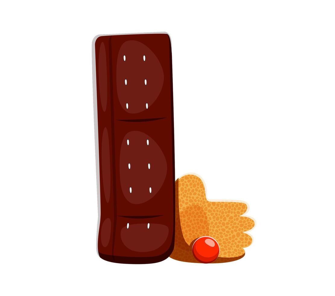 Cartoon letter L styled as cricket pad with glove vector