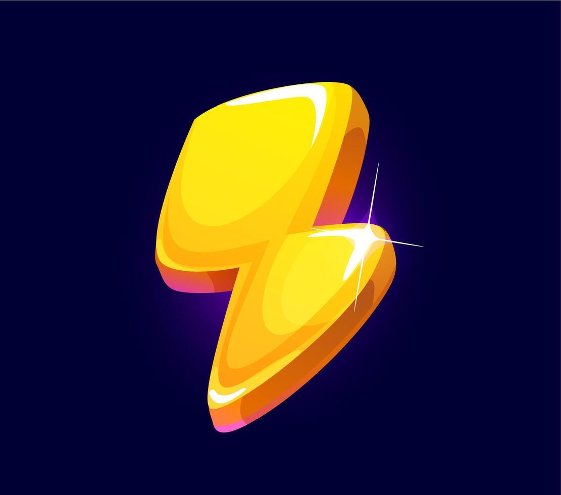 Cartoon golden lightning icon for game asset bonus vector