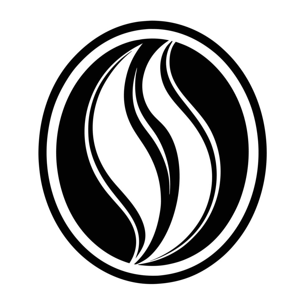 Minimalist logo design, coffee bean shape, black and white, curved lines, abstract, symmetrical, vector