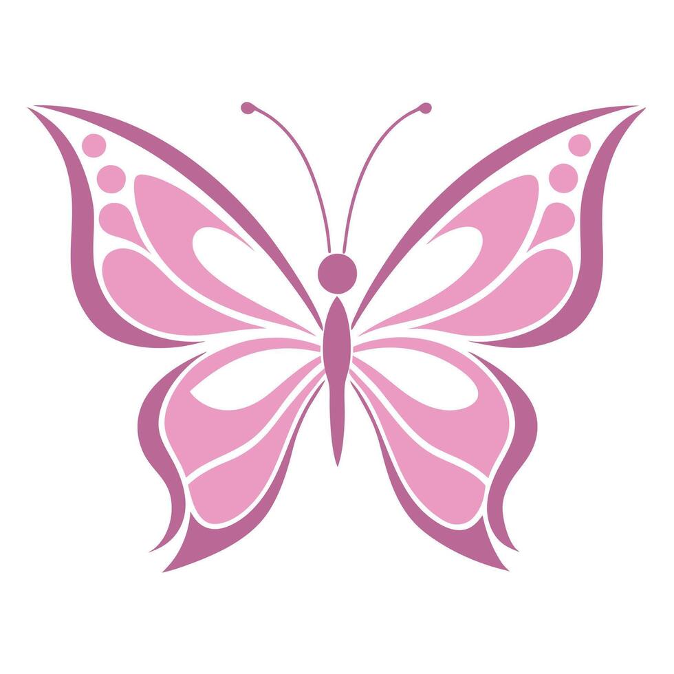 Stylized butterfly, pink and purple gradient, symmetrical design, delicate wing patterns, minimalist illustration vector