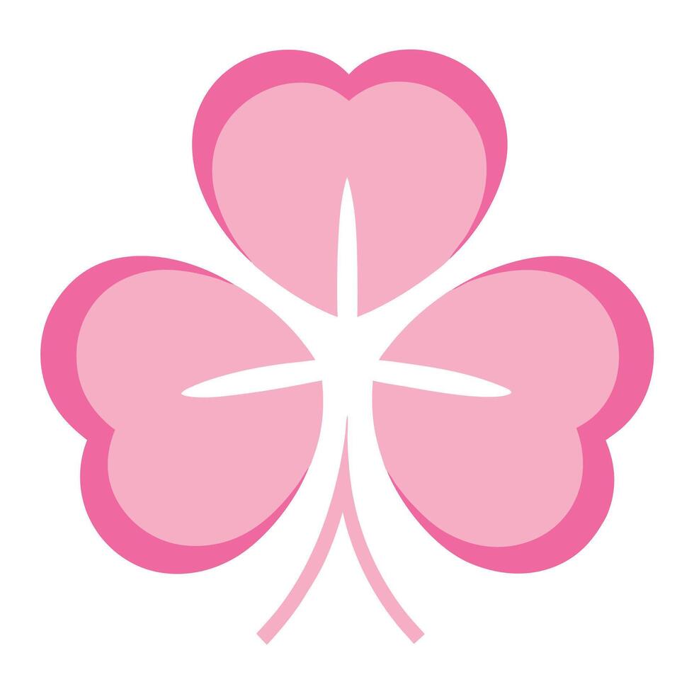 Pink clover, heart-shaped petals, geometric design, minimalist illustration, soft pastel colors, symmetrical composition, vector