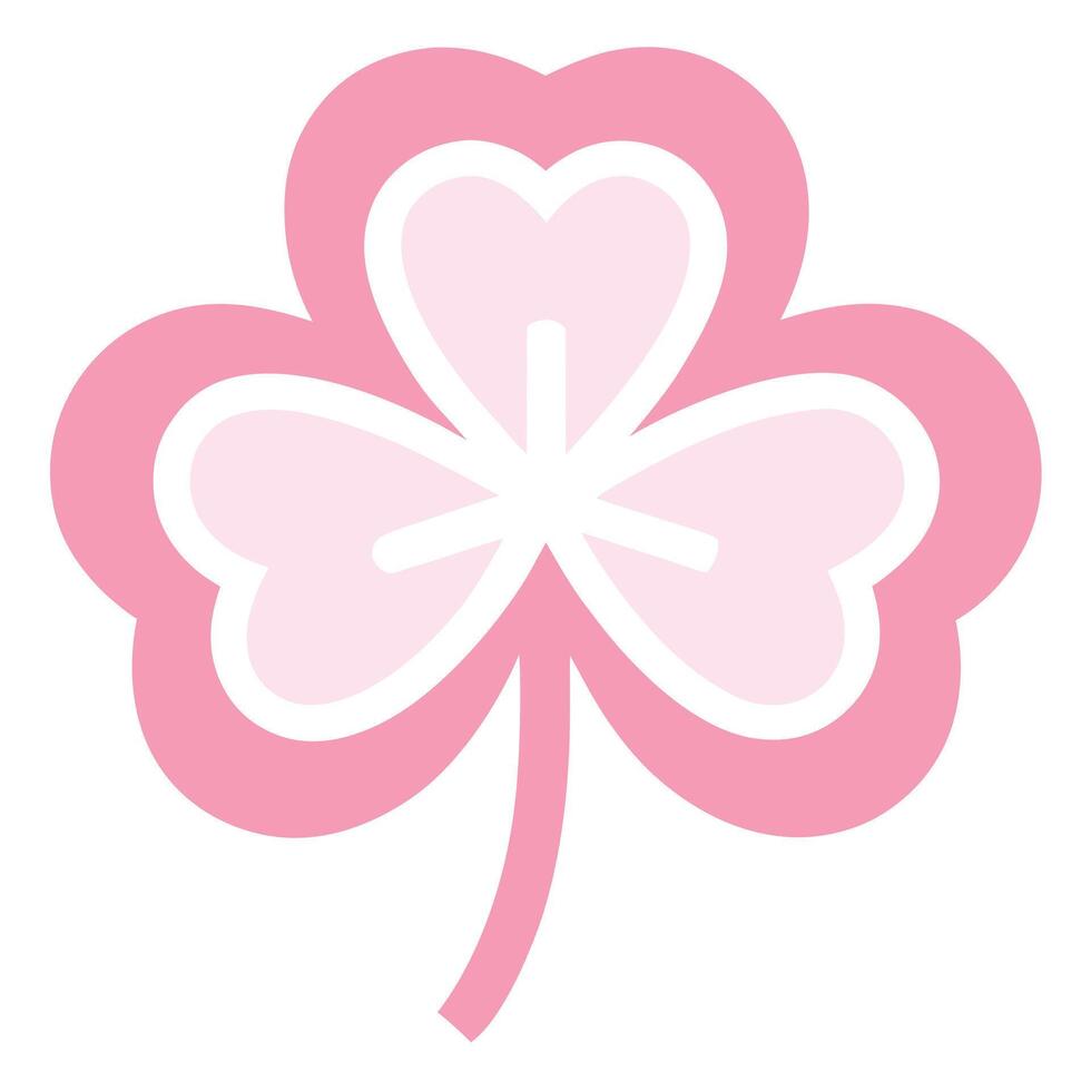 Pink clover, stylized logo, minimalist design, pastel colors, heart-shaped petals, symmetrical composition, vector