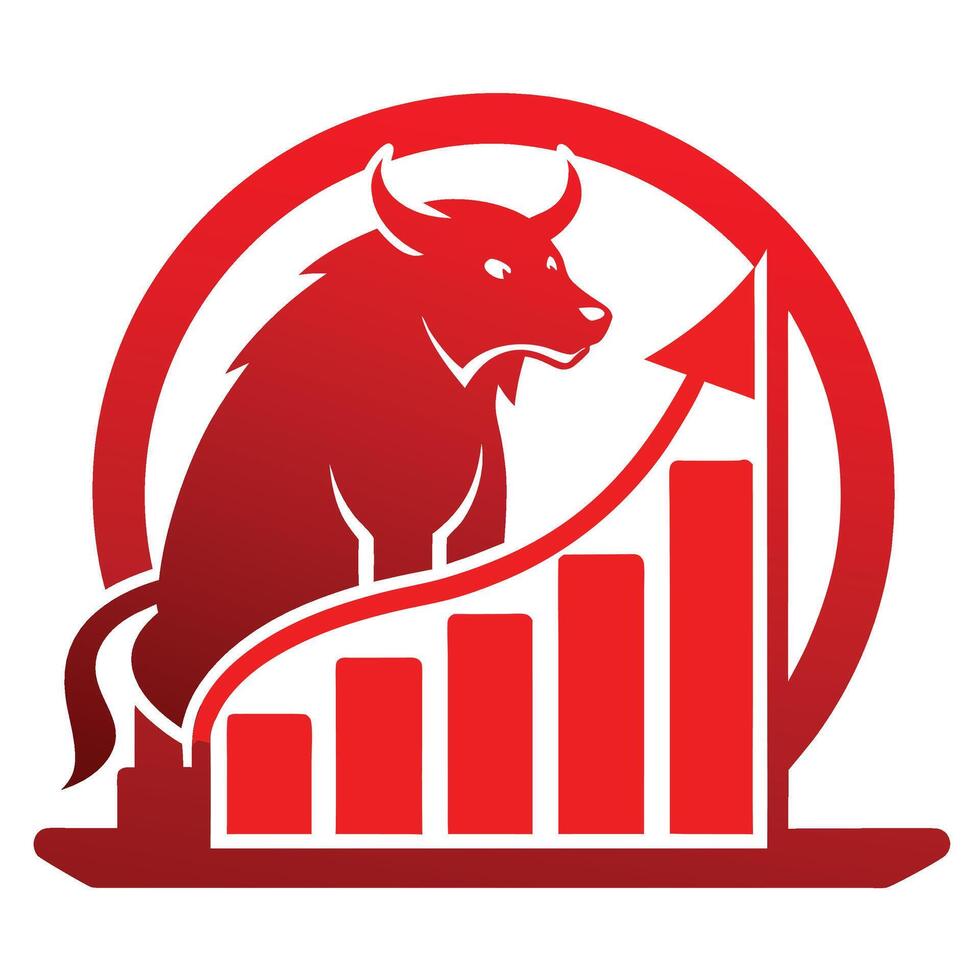 Angry Bull trading with computer, Bullist in Stock market and Crypto currency vector