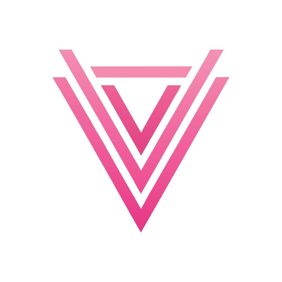 Geometric logo design, pink triangular shape, minimalist, abstract, symmetrical, corporate identity, sharp angles, vector