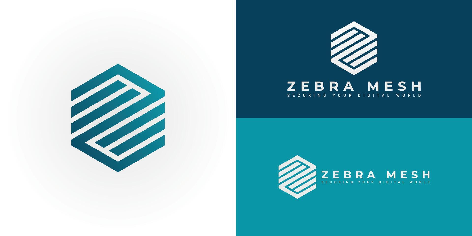 The dynamic logo design creatively integrates the initials ZM within a striking hexagonal shape, creating a unique striking symbol that evokes a sense of security, precision, and data protection. vector