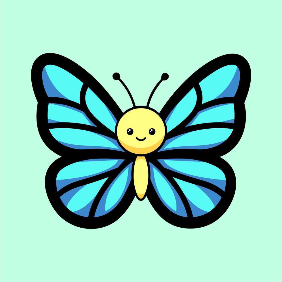 Cute Butterfly Cartoon Icon Illustration, Animal Nature Icon Concept Isolated. vector