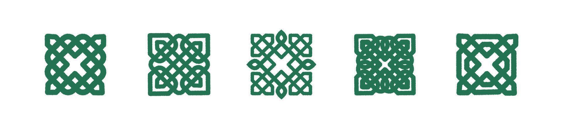 Celtic knot set. Five Norse designs in traditional interwoven style, perfect for adding a touch of ancient mystique to graphic design, tattoos, patterns, and decorations. vector