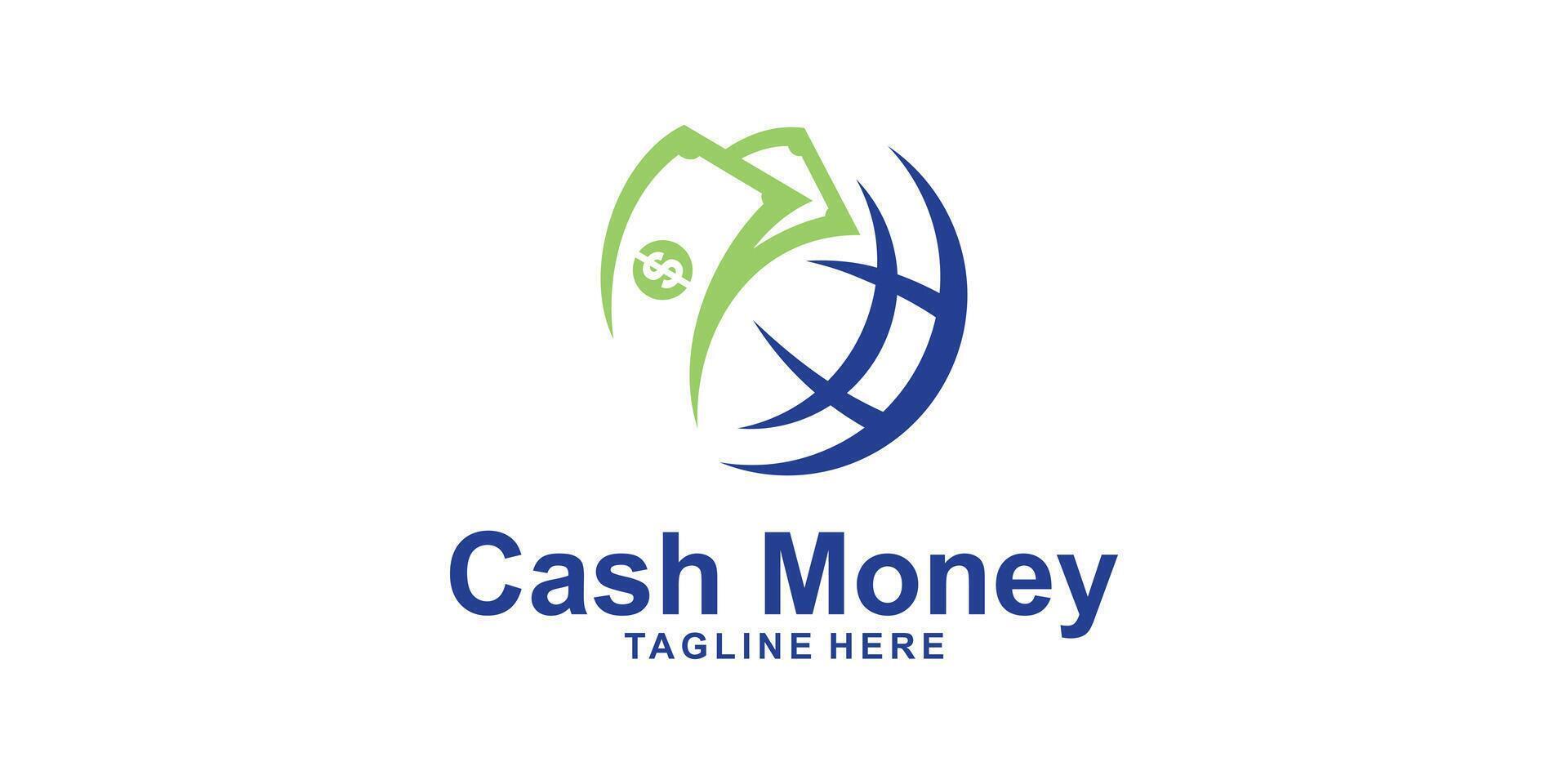 logo design combination of money and globe, symbol for investment, bank, exchange, financial, icon, idea, creative. vector