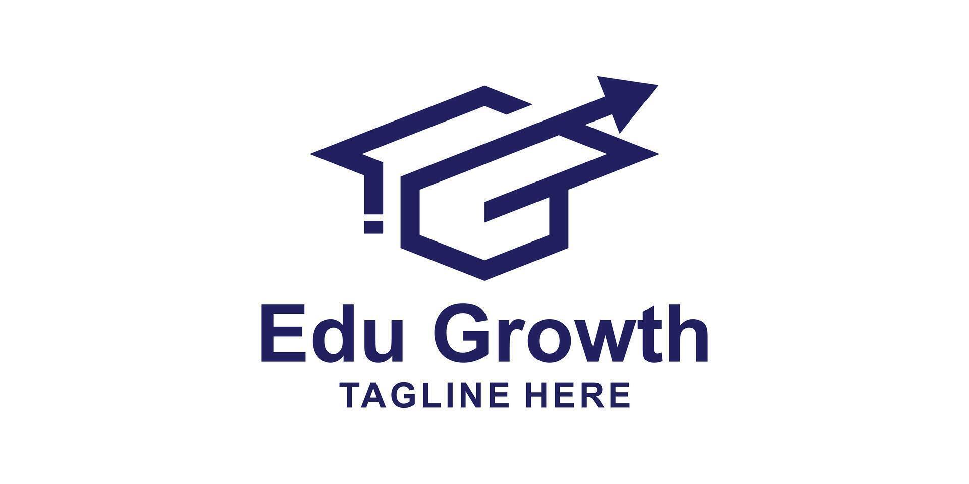 logo design combination of graduation cap and arrow, symbol for education, financial, growth, icon, idea, creative. vector