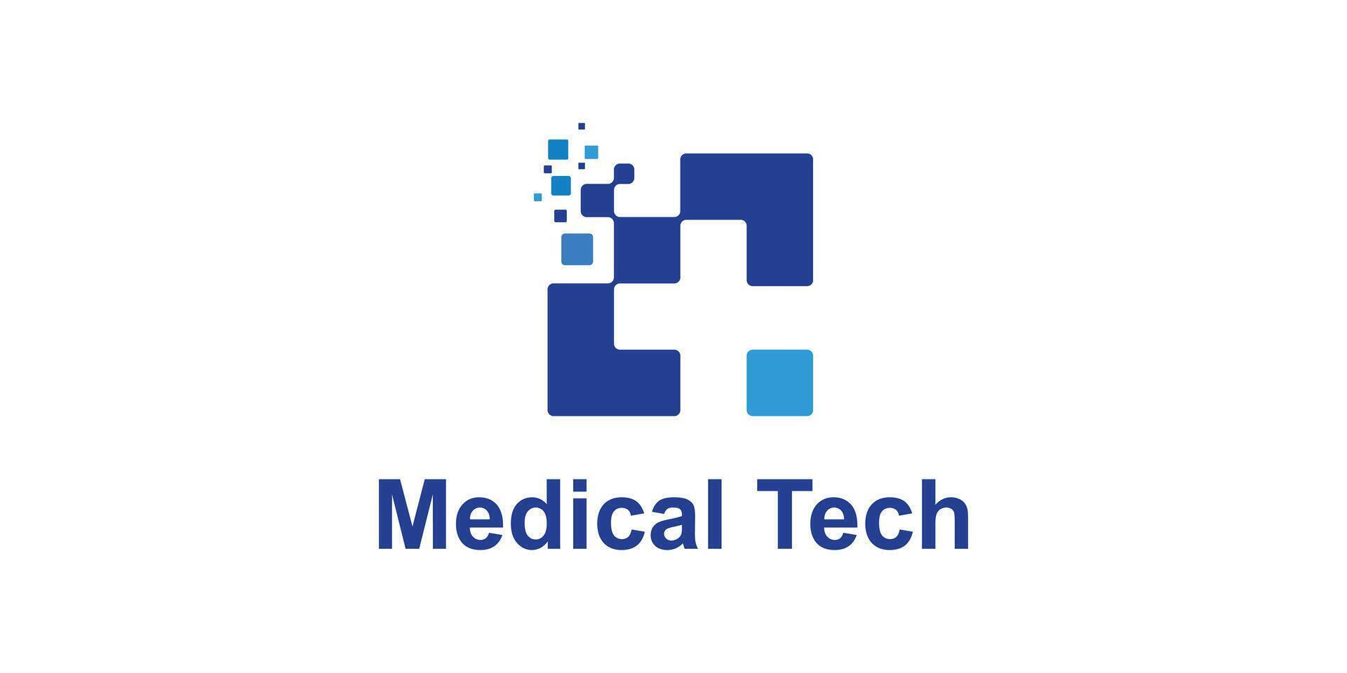 logo design combination plus and technology, digital, symbol for medical tech, clinic, health icon, idea, creative. vector