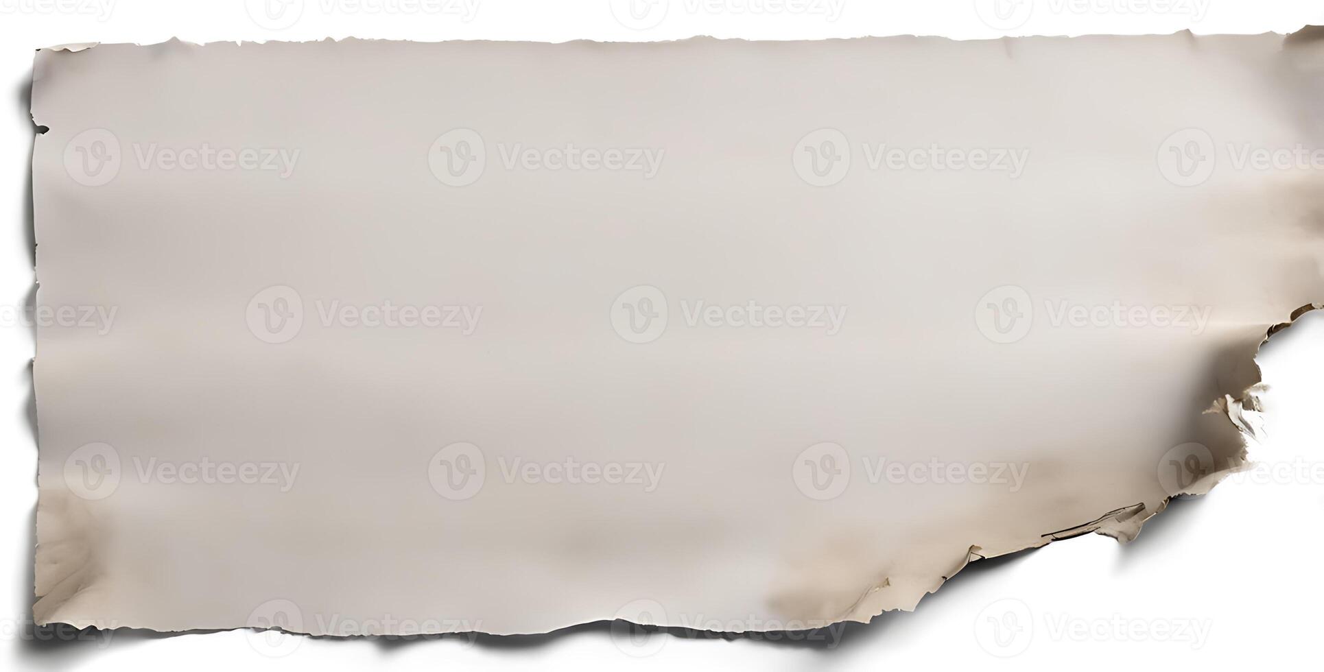 A torn sheet of paper with charred edges, perfect for business documents or design mockups photo